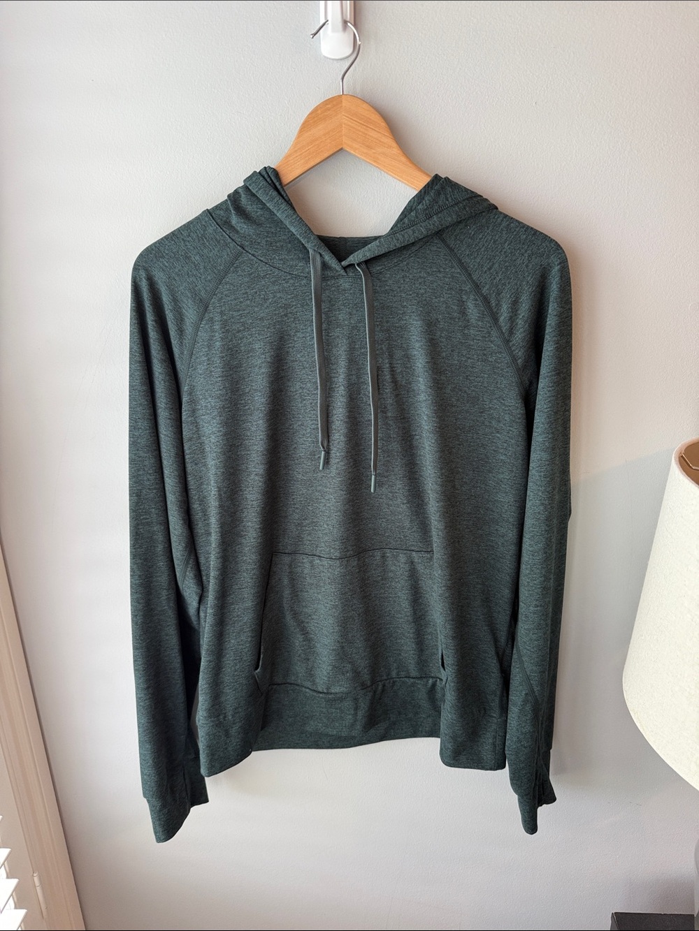 Quince Flowknit Pullover Hoodie in Heather Green Sz M - Picture 4 of 10